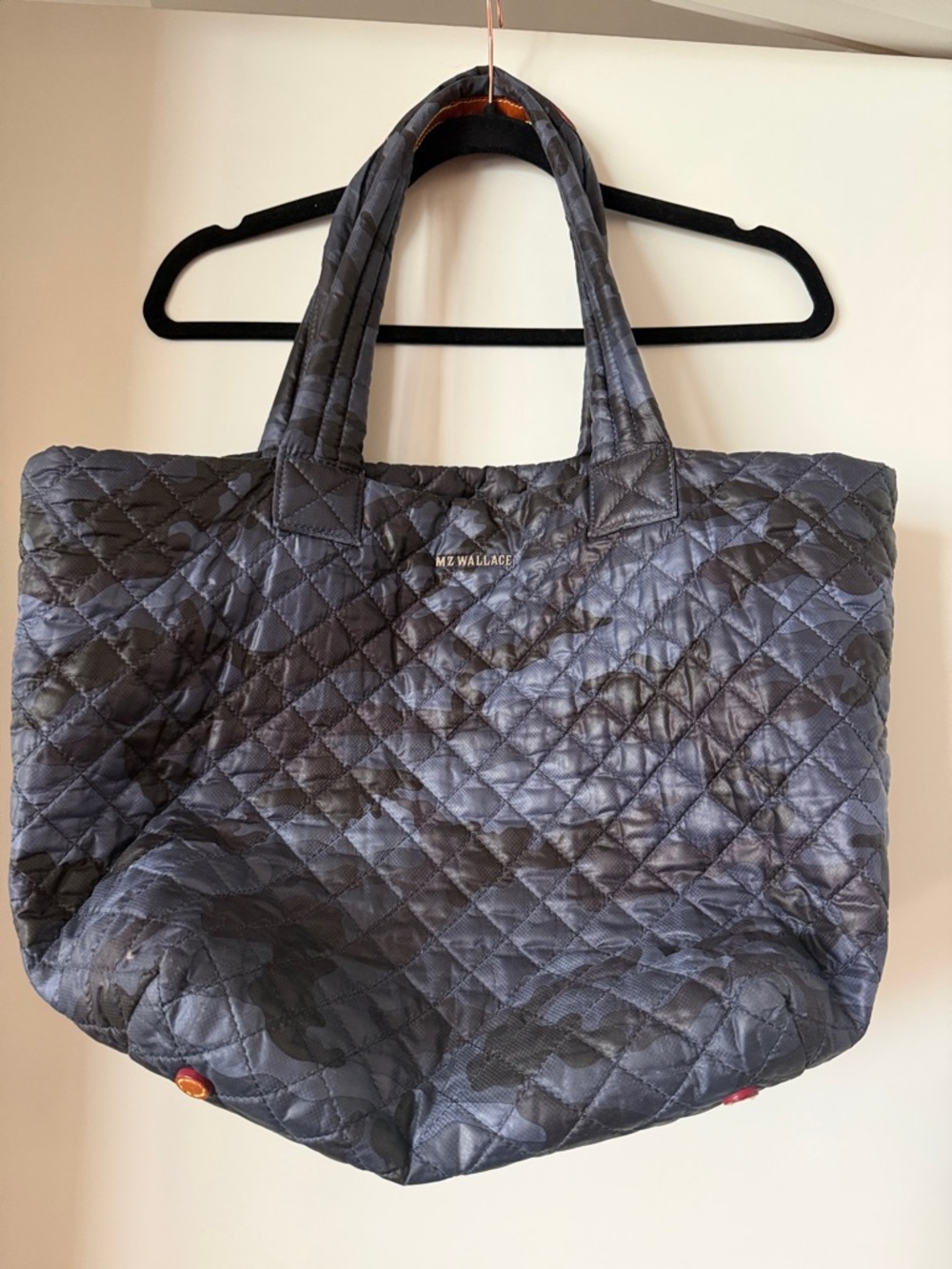 MZ Wallace Quilted Camo Tote - Black and Gray